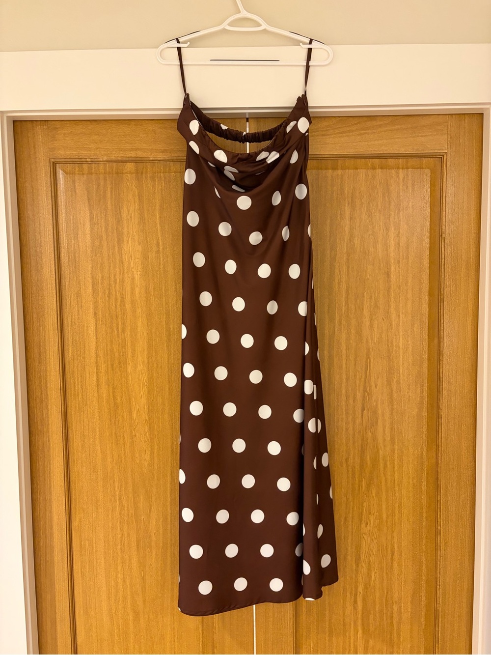 Petal & Pup Brown Slip Dress with White Polka Dots
